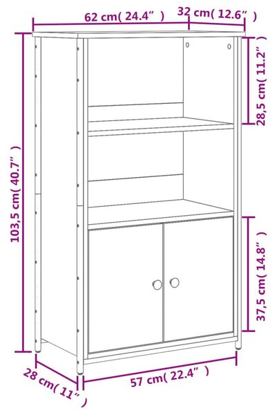 Ντουλάπι Γκρι Sonoma 62 x 32 x 103,5 εκ. από Επεξεργασμένο Ξύλο - Γκρι