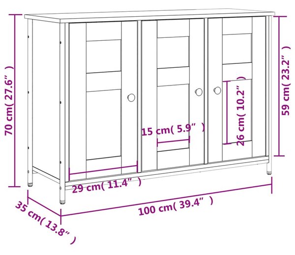 Μπουφές Γκρι Sonoma 100x35x70 εκ. από Επεξεργασμένο Ξύλο - Γκρι