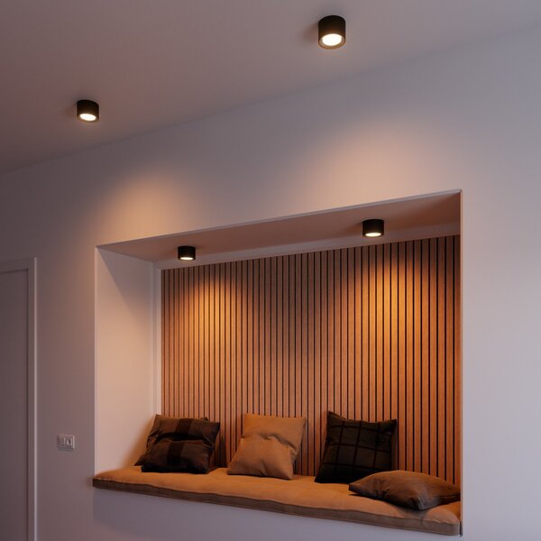 Nordlux LED σποτ οροφής Landon Smart, μαύρο, ύψος 8,2 cm, ρυθμιζόμενος, Μαύρο, Σαλόνι / τραπεζαρία, Μέταλλο
