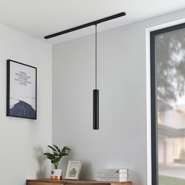 Lindby κρεμαστό φωτιστικό Linaro, 40 cm, μαύρο, 1-φασικό, GU10, Μαύρο, Σαλόνι / τραπεζαρία, Μέταλλο, σύγχρονο, Κρεμαστά μονής φλόγας