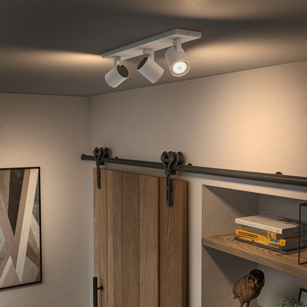 Philips Hue Runner LED Spot, 3-φωτιστικό, διακόπτης ρύθμισης έντασης, λευκό, ρυθμιζόμενος, Λευκό, Σαλόνι / τραπεζαρία, Αλουμίνιο, σύγχρονο