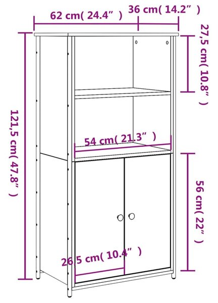 Ντουλάπι Γκρι Sonoma 62x36x121,5 εκ. από Επεξεργασμένο Ξύλο - Γκρι