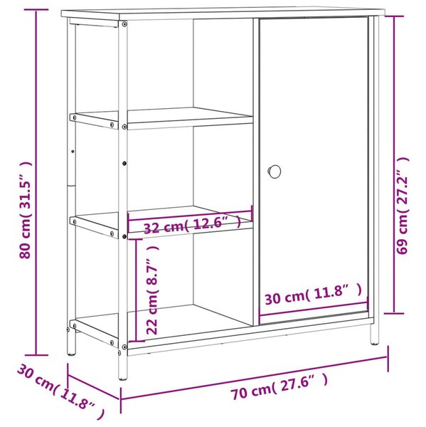 Ντουλάπι Καπνιστή Δρυς 70 x 30 x 80 εκ. από Επεξεργ. Ξύλο - Καφέ