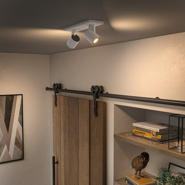 Philips Hue LED Spot Runner, 2-φωτιστικό, διακόπτης ρύθμισης έντασης, λευκό, ρυθμιζόμενος, Λευκό, Σαλόνι / τραπεζαρία, Αλουμίνιο, σύγχρονο