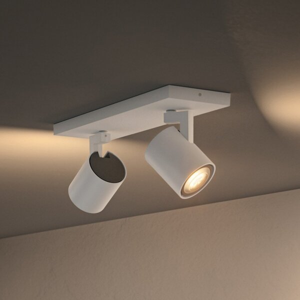 Philips Hue LED Spot Runner, 2-φωτιστικό, διακόπτης ρύθμισης έντασης, λευκό, ρυθμιζόμενος, Λευκό, Σαλόνι / τραπεζαρία, Αλουμίνιο, σύγχρονο