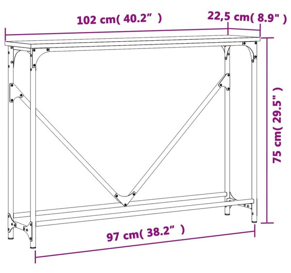 Τραπέζι Κονσόλα Sonoma Δρυς 102x22,5x75 εκ. Επεξεργασμένο Ξύλο - Καφέ