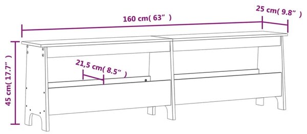 Παγκάκι Χολ 160 x 28 x 45 εκ. από Μασίφ Ξύλο Πεύκου - Καφέ