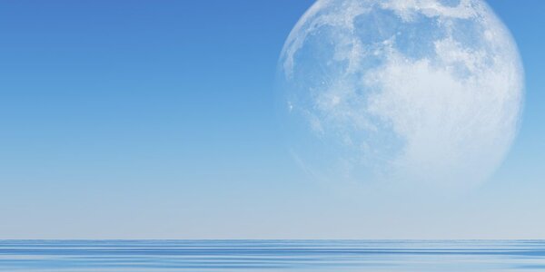Πίνακας σε καμβά φεγγάρι πάνω από τη θάλασσα