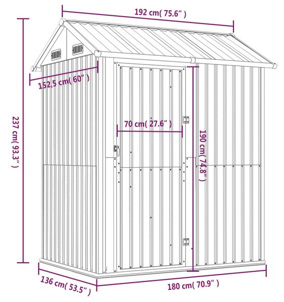 Αποθήκη Κήπου Ανοιχτό Καφέ 192x152,5x237εκ. Γαλβανισμένο Ατσάλι - Καφέ