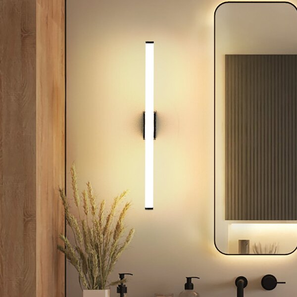Molto Luce Φωτιστικό τοίχου LED VINA M, μαύρο, πλάτος 60 cm, IP44, CCT, Μαύρο, Μπάνιο, Αλουμίνιο, σύγχρονο