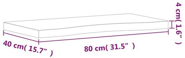 Επιφάνεια Εργασίας 80x(36-40)x4 εκ. από Μασίφ Ξύλο Οξιάς - Καφέ