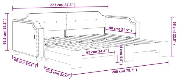 Καναπές Κρεβάτι Συρόμενος Κρεμ 80 x 200 εκ. Υφασμάτινος - Κρεμ