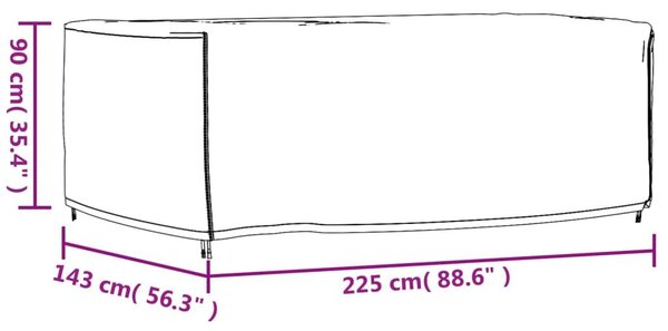 Κάλυμμα Επίπλων Κήπου Αδιάβροχο Μαύρο 225x143x90 εκ. 420D - Μαύρο