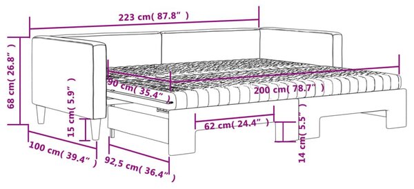 Καναπές Κρεβάτι Συρόμενος Taupe 90x200 εκ. Ύφασμα Στρώματα - Μπεζ-Γκρι