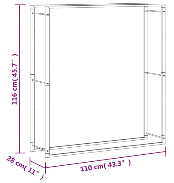 Ραφιέρα Καυσόξυλων 110x28x116 εκ. από Ανοξείδωτο Aτσάλι - Ασήμι