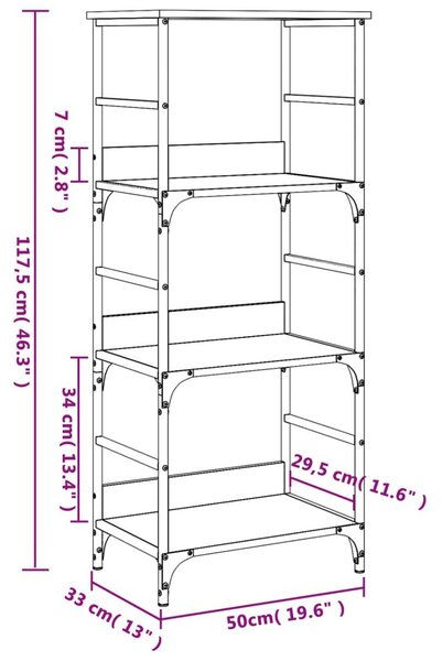 Βιβλιοθήκη Καφέ Δρυς 50x33x117,5 εκ. Επεξεργασμένο Ξύλο - Καφέ