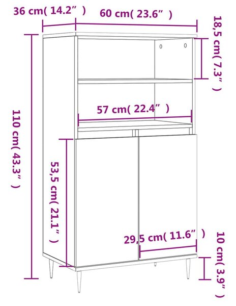 Ντουλάπι Καφέ Δρυς 60 x 36 x 110 εκ. από Επεξεργασμένο Ξύλο - Καφέ