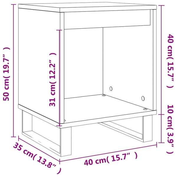 Κομοδίνο Καπνιστή Δρυς 40 x 35 x 50 εκ. από Επεξεργ. Ξύλο - Καφέ