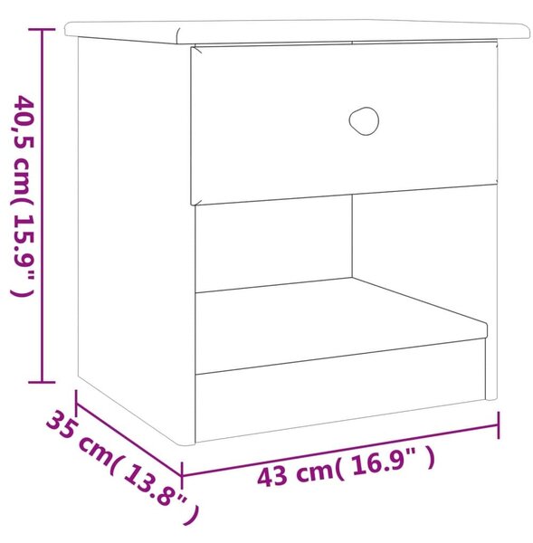 Κομοδίνο ALTA 41x35x41 εκ. από Μασίφ Ξύλο Πεύκου - Καφέ