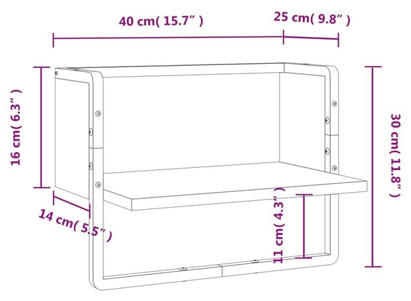 Ράφι Τοίχου με Μπάρα Sonoma Δρυς 40 x 25 x 30 εκ. - Καφέ