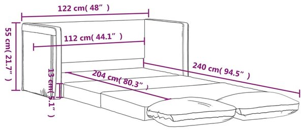 Καναπές-Κρεβάτι Δαπέδου 2 σε 1 Μπορντό 122x204x55εκ. Βελούδινος - Κόκκινο