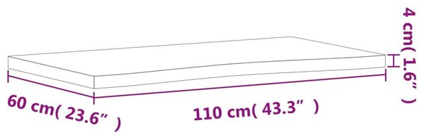 Επιφάνεια Γραφείου 110x(55-60)x4 εκ. από Μασίφ Ξύλο Οξιάς - Καφέ