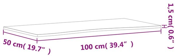 Επιφάνεια Εργασίας 100x(45-50)x1,5 εκ. από Μασίφ Ξύλο Οξιάς - Καφέ