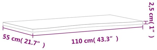 Επιφάνεια Εργασίας 110x(50-55)x2,5 εκ. από Μασίφ Ξύλο Οξιάς - Καφέ