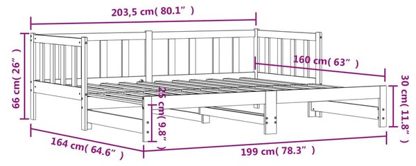 Καναπές Κρεβάτι Συρόμενος Λευκός 80 x 200 εκ. Μασίφ Ξύλο Πεύκου - Λευκό