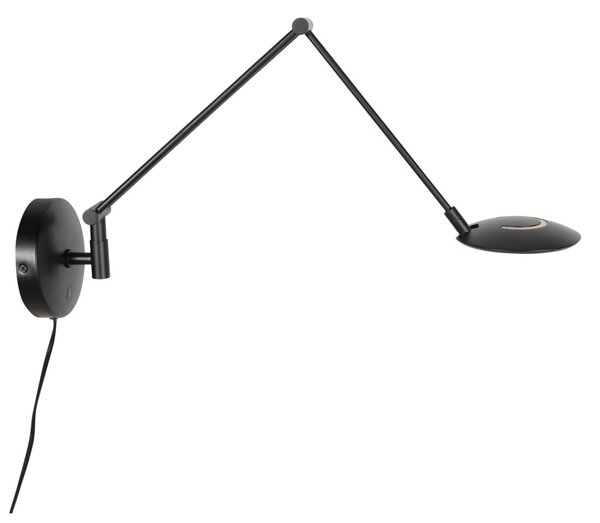 Steinhauer Φωτιστικό τοίχου LED Zenith 2 με βραχίονα, μαύρο, CCT, μέταλλο, βύσμα, ρυθμιζόμενος, Μαύρο, Σαλόνι / τραπεζαρία, Μέταλλο, σύγχρονο