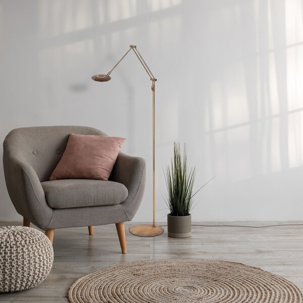 Steinhauer Λάμπα δαπέδου LED Zenith2, 1 φωτιστικό, χάλκινο, CCT, τηλεχειριστήριο, ρυθμιζόμενος, Μπρούτζινο / Αντικέ ορείχαλκου, Σαλόνι / τραπεζαρία, Μέταλλο, σύγχρονο