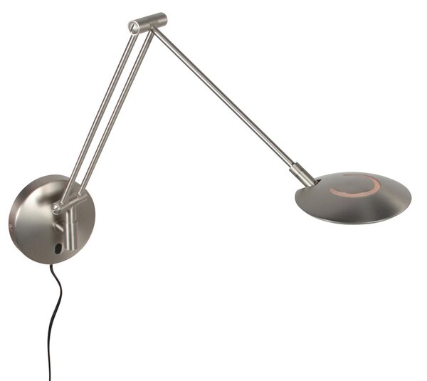 Steinhauer Φωτιστικό τοίχου LED Zenith 2 με βραχίονα, χάλυβας, CCT, μέταλλο, βύσμα, ρυθμιζόμενος, Μεταλλικό, Σαλόνι / τραπεζαρία, Μέταλλο, σύγχρονο