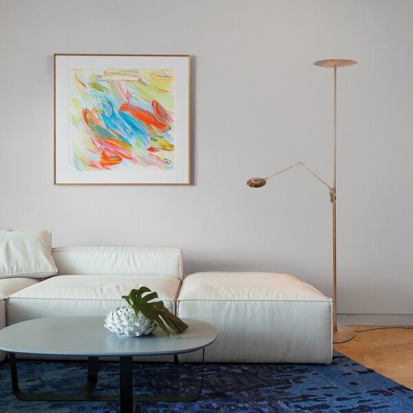 Steinhauer Λάμπα δαπέδου LED Zenith 2 χάλκινη, λάμπα ανάγνωσης, CCT, τηλεχειριστήριο, ρυθμιζόμενος, Μπρούτζινο / Αντικέ ορείχαλκου, Σαλόνι / τραπεζαρία, Μέταλλο, σύγχρονο, Φως ανάγνωσης