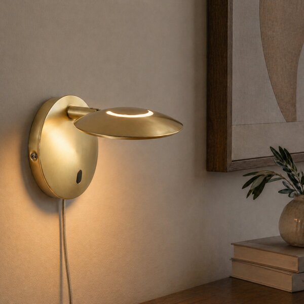 Steinhauer Επιτοίχια λάμπα LED Zenith 2, χρώμα ορείχαλκου, CCT, μέταλλο, βύσμα, ρυθμιζόμενος, Χρυσό / Ορείχαλκου, Σαλόνι / τραπεζαρία, Μέταλλο, σύγχρονο, Στρογγυλό τοίχο