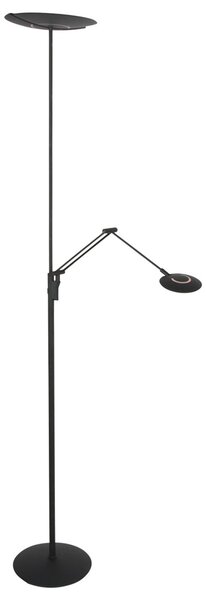 Steinhauer Λάμπα δαπέδου LED Zenith 2 μαύρη, λάμπα ανάγνωσης, τηλεχειριστήριο CCT, ρυθμιζόμενος, Μαύρο, Σαλόνι / τραπεζαρία, Μέταλλο, σύγχρονο, Φως ανάγνωσης
