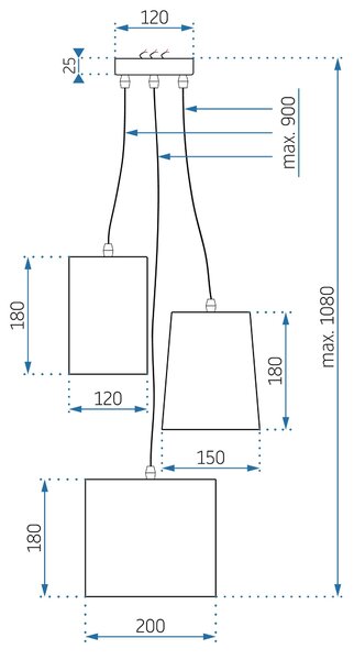 Μοντέρνο φωτιστικό οροφής APP971-3cp Μίγμα χρωμάτων