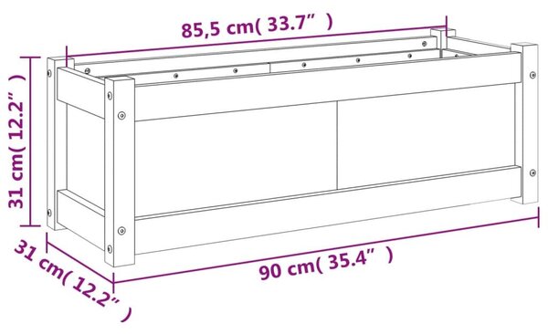 Ζαρντινιέρα Λευκή 90 x 31 x 31 εκ. από Μασίφ Ξύλο Πεύκου - Λευκό