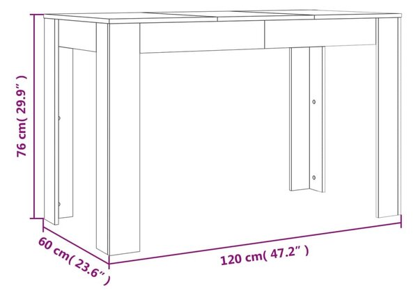 Τραπεζαρία Γκρι Sonoma 120 x 60 x 76 εκ. από Επεξεργασμένο Ξύλο - Γκρι