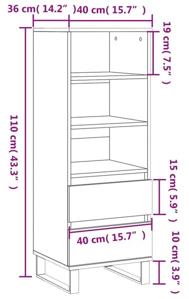 Ντουλάπι Λευκό 40 x 36 x 110 εκ. από Επεξεργασμένο Ξύλο - Λευκό