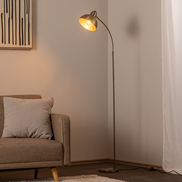 Opviq Λάμπα δαπέδου Varzan, χρυσό, μέταλλο, ύψος 162 cm, E27, Χρυσό / Ορείχαλκου, Σαλόνι / τραπεζαρία, Μέταλλο, Ελεύθερος κατακόρυφος προβολέας