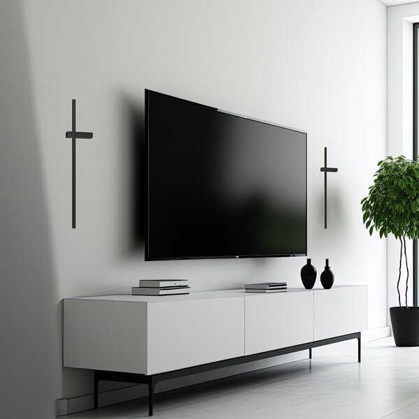 Milagro Lighting LED φωτιστικό τοίχου Vision, ύψος 60 cm, μέταλλο, μαύρο, 3.000 K, Μαύρο, Σαλόνι / τραπεζαρία, Μέταλλο, σύγχρονο, Γωνιακός τοίχος