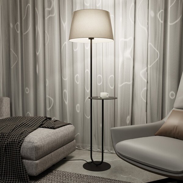 EMIBIG LIGHTING Φωτιστικό δαπέδου Hotel, μπεζ/μαύρο, ύψος 150 cm, ύφασμα/μέταλλο, Μπεζ, Σαλόνι / τραπεζαρία, Ύφασμα / Κλωστοϋφαντουργία, σύγχρονο