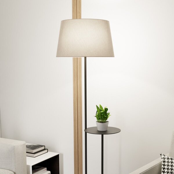 EMIBIG LIGHTING Φωτιστικό δαπέδου Hotel, μπεζ/μαύρο, ύψος 150 cm, ύφασμα/μέταλλο, Μπεζ, Σαλόνι / τραπεζαρία, Ύφασμα / Κλωστοϋφαντουργία, σύγχρονο