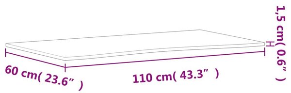 Επιφάνεια Εργασίας 110x(55-60)x1,5 εκ. από Μασίφ Ξύλο Οξιάς - Καφέ