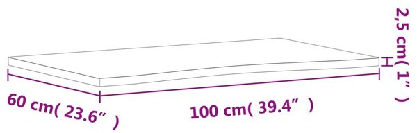 Επιφάνεια Εργασίας 100x(55-60)x2,5 εκ. από Μασίφ Ξύλο Οξιάς - Καφέ