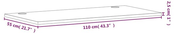 Επιφάνεια Γραφείου 110x55x2,5 εκ. από Μασίφ Ξύλο Οξιάς - Καφέ