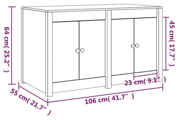 Ντουλάπι Κουζίνας Εξ. Χώρου Λευκό 106x55x64εκ Μασίφ Ξύλο Πεύκου - Λευκό