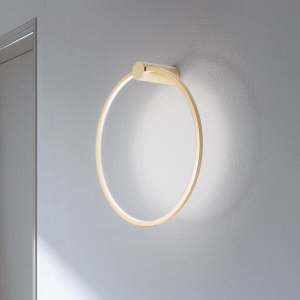 Milagro Lighting LED απλό φωτιστικό τοίχου Saturno, χρυσό, Ø 50 cm, μέταλλο, 4.000 K, Χρυσό / Ορείχαλκου, Σαλόνι / τραπεζαρία, Αλουμίνιο, σύγχρονο