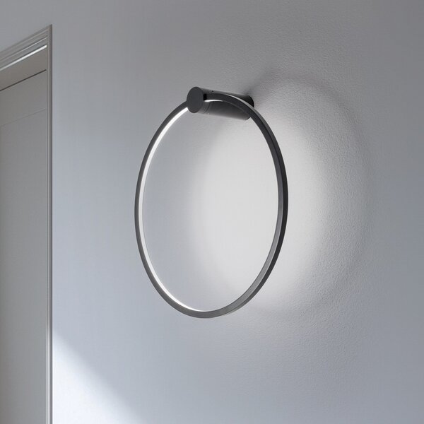 Milagro Lighting LED απλίκι τοίχου Saturno, μαύρο, Ø 50 cm, μέταλλο, 4.000 K, Μαύρο, Σαλόνι / τραπεζαρία, Αλουμίνιο, σύγχρονο
