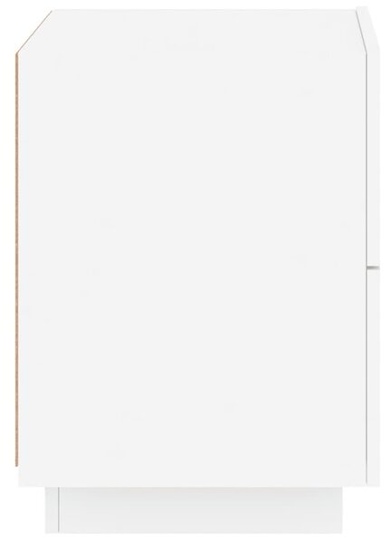 Κομοδίνα με Φώτα LED 2 τεμ. Λευκά από Επεξεργασμένο Ξύλο - Λευκό